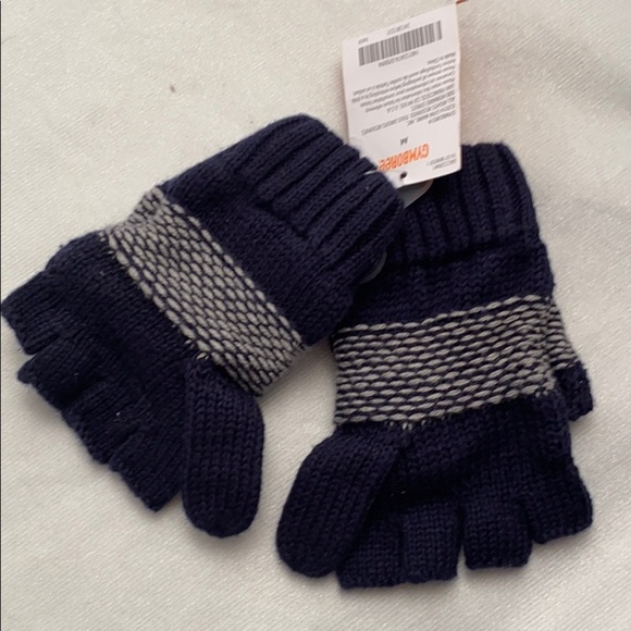 Gymboree navy blue fingerless gloves with mitten tops M - Picture 2 of 5